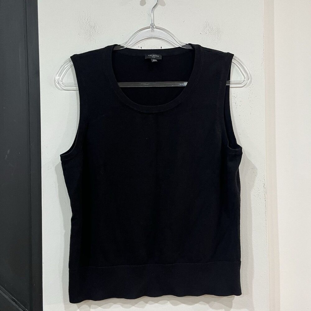 Black Talbots Women’s Sleeveless Knit Tank Petite XL Preppy Office Career